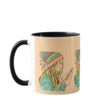 Mug Boho Hat Girl
