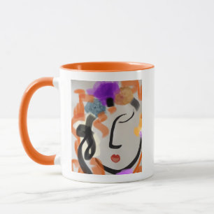 Mug brightly coloured abstract feminine portrait