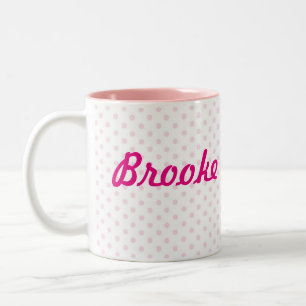 ♥ MUG ♥ BROOKE name white pink polka dot girly