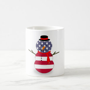 Mug Christmas Patriotic Snowman Flag USA