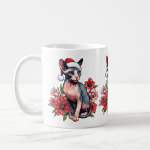 Mug   Christmas Sphynx Cat Wearing a Santa Hat