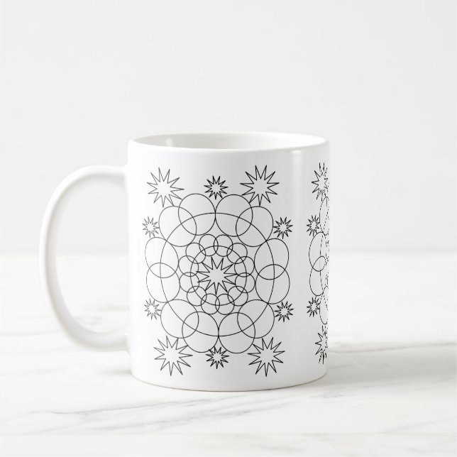 Mug - Circles and Stars Mandala to Colour (Left)