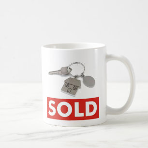 Mug Coffee Tea Cup Realtors Red White Sold Sign
