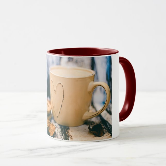 Mug, combo, 11oz, marroon, custom design mug (Front Right)