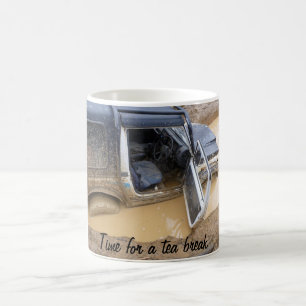 Mug cup 4x4 off roader jeep stuck in mud
