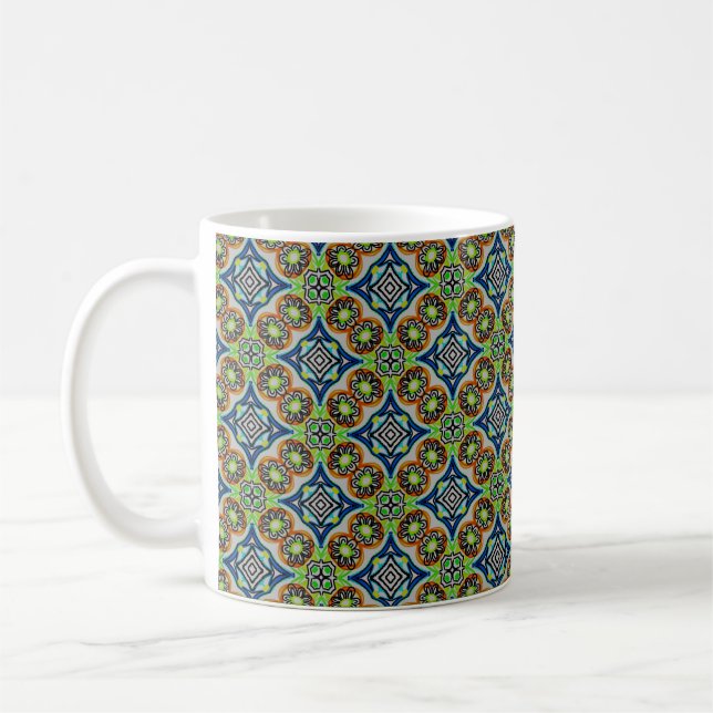MUG Cup Jimette Design green blue and orange (Left)