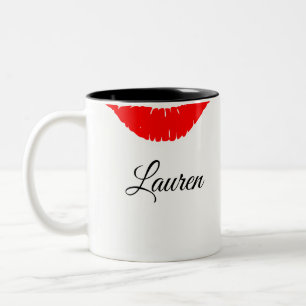 Mug-Custom Name/Lips Two-Tone Coffee Mug
