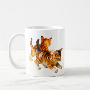 Mug decorated kittens playing.