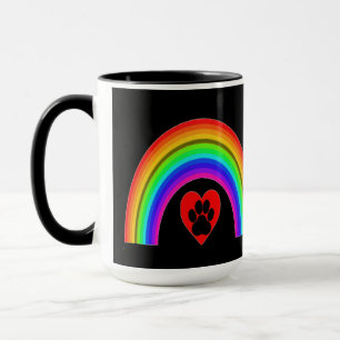 Mug Diamond Heart With Paw Under A Rainbow