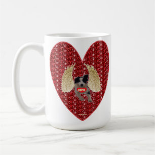 Mug Dog Cupid Red Heart Glitter