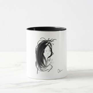 Mug Face of woman to the long hair