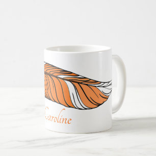 Mug - Feather and Name in Oranges