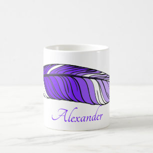 Mug - Feather and Name in Purples