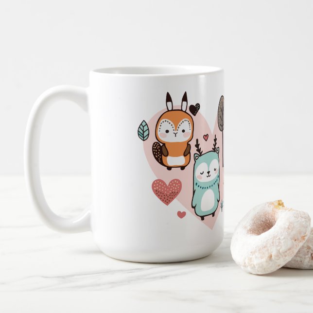Mug features a cute illustration. (With Donut)