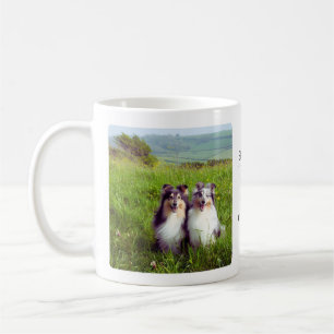 Mug featuring Shelties in a meadow