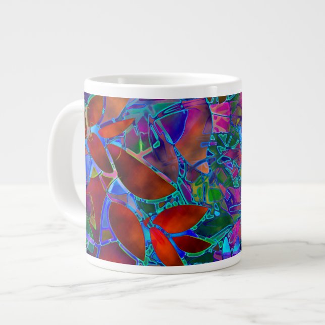 Mug Floral Abstract Stained Glass (Front Left)