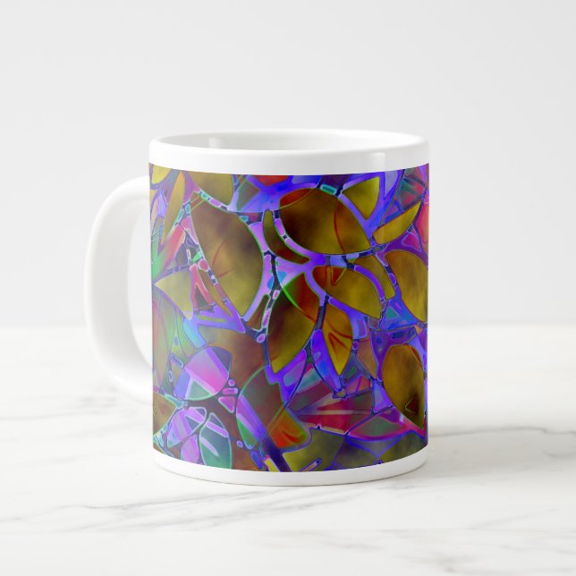 Mug Floral Abstract Stained Glass (Front Left)