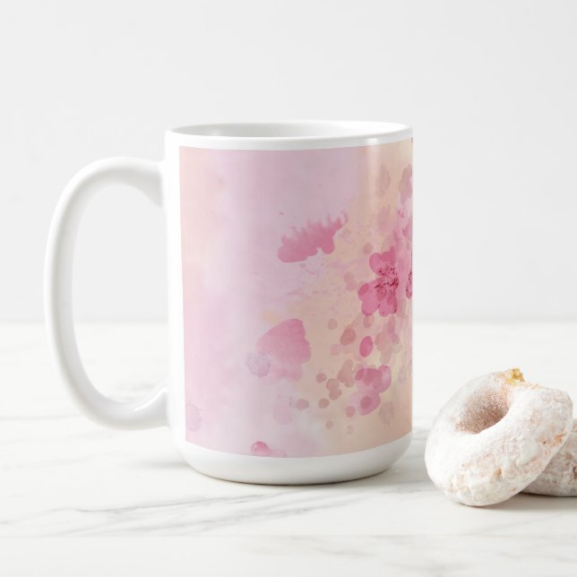 Mug flower pink designed (With Donut)