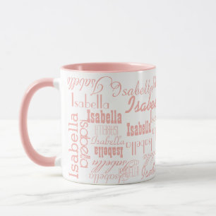 Mug for Her with light pink pattern of name
