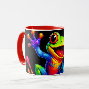 Mug fun and bright, colorful frog joyful.
