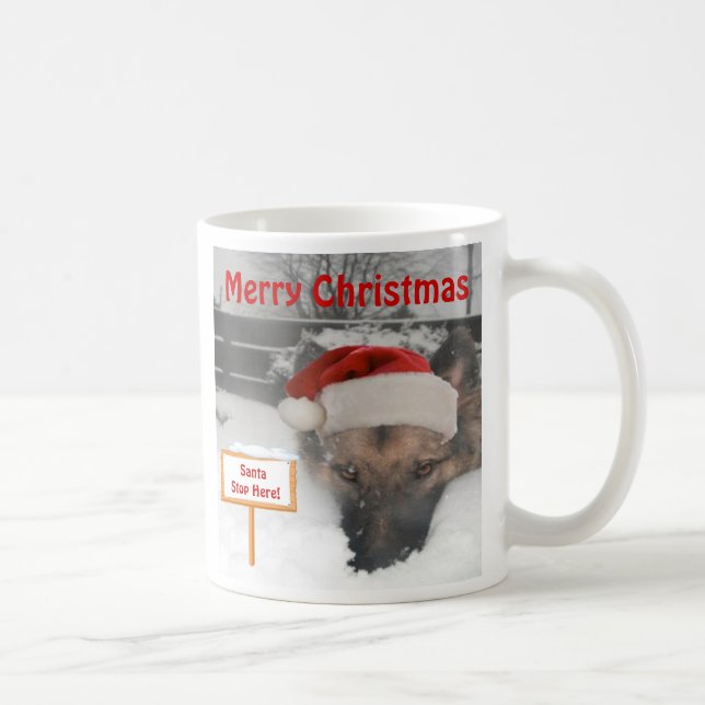 Mug German Shepherd Santa Stop Here Sign (Right)