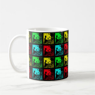 Mug, Giant Pandas Pop Art, Red Blue Green Yellow Coffee Mug