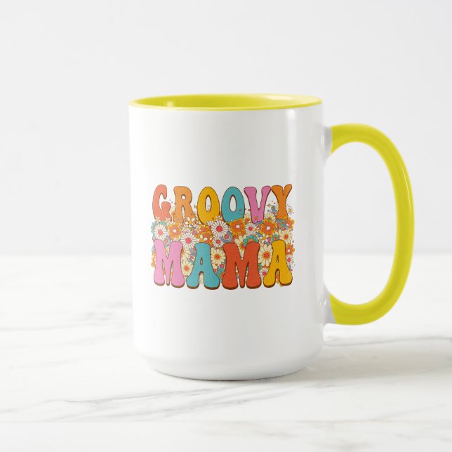 Mug Gift for Mum Groovy Mama Colourful Coffee Mug (Right)