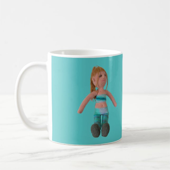 Mug - Girl Doll on Aqua Background (Left)