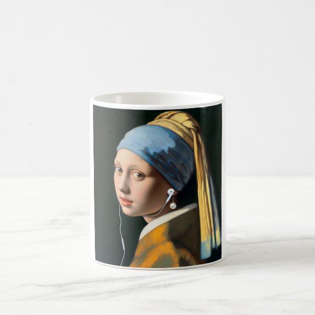 Mug Girl with Pearl Earring with earphones (Center)