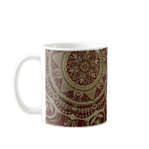 Mug Golden Harmony Mandala on Burgundy