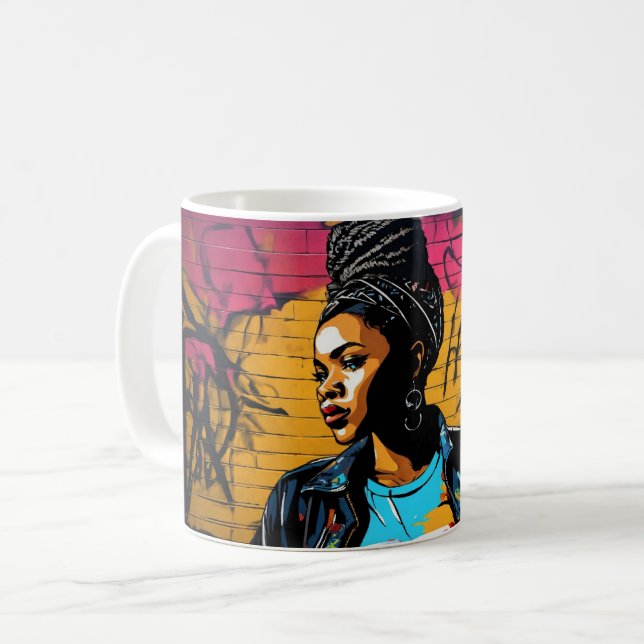 Mug GRAFFITI ART BLACK WOMEN 05 (Front Left)