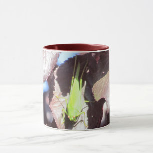 Mug - Green Grasshopper in Leaves