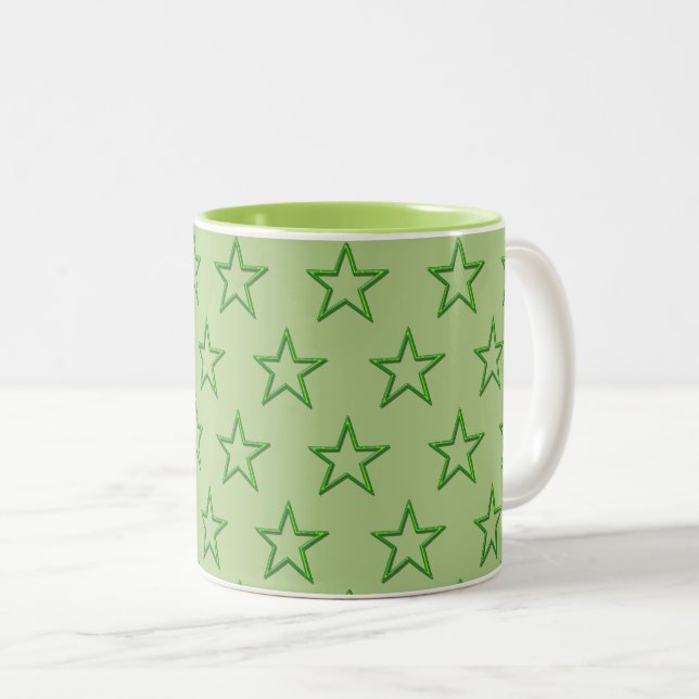 Mug - Green Stars on Pale Green (Front Right)