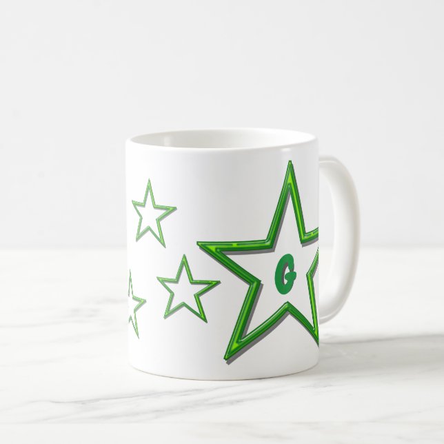 Mug - Green Stars with Letter (Front Right)