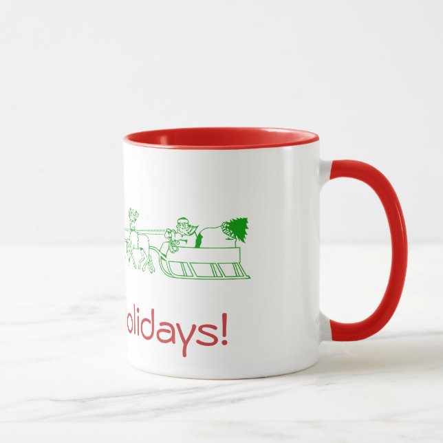 Mug - Happy Holidays with Santa's Sleigh (Right)