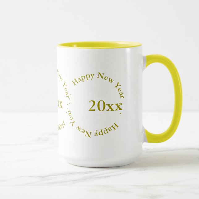 Mug - Happy New Year with Date (golden) (Right)