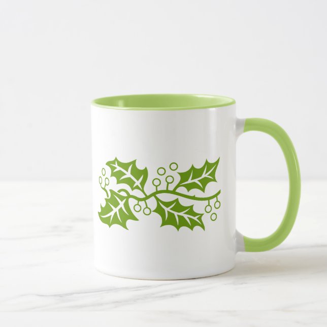 Mug - Holly leaves in green (Right)