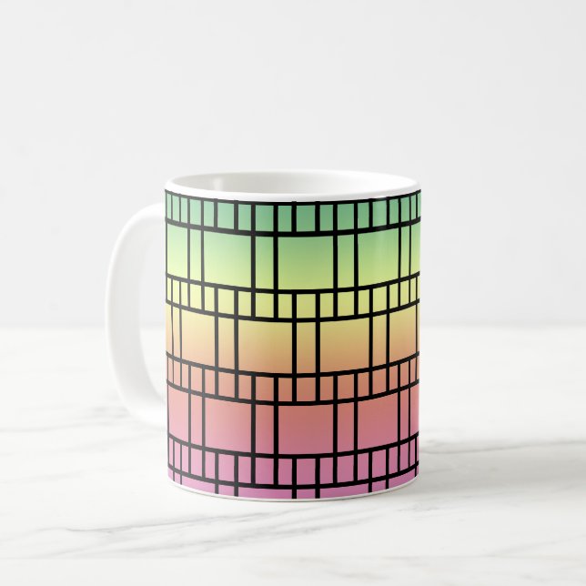 Mug - Leaded Glass Pattern  in Morning Colours (Front Left)