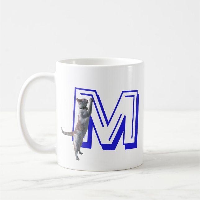 Mug - Letter M with Cat and Name (Left)