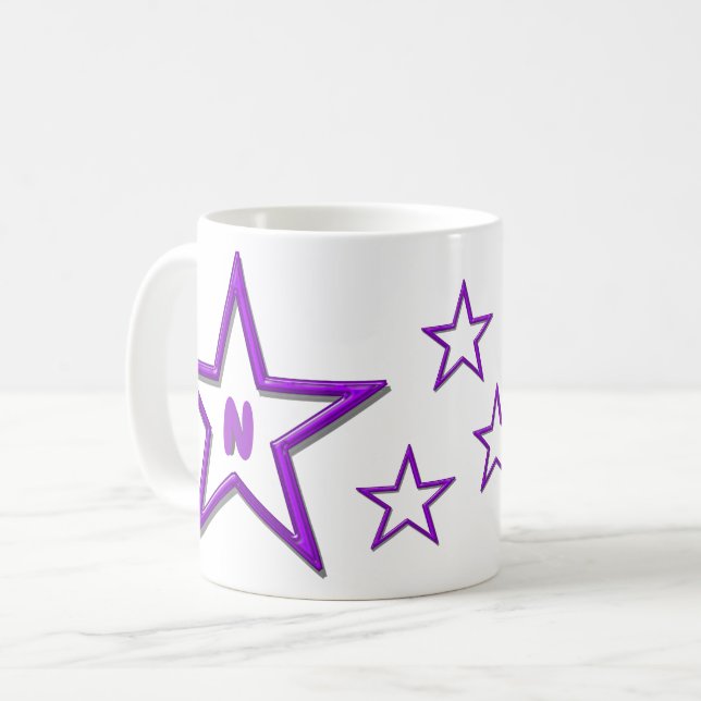Mug - Letter with Purple Stars (Front Left)