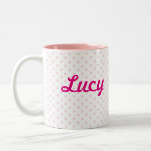 ♥ MUG ♥ LUCY pink polka dot girly personalise
