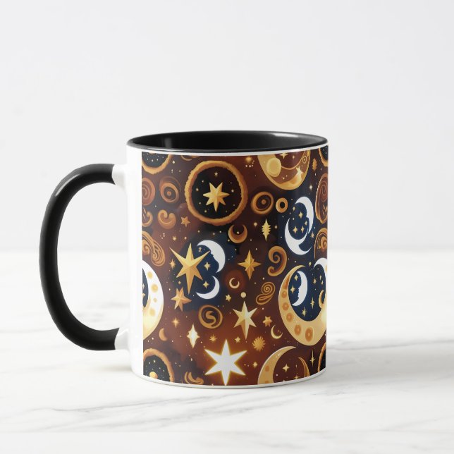 Mug – Luxury Golden Ochre Celestial Moon (Left)