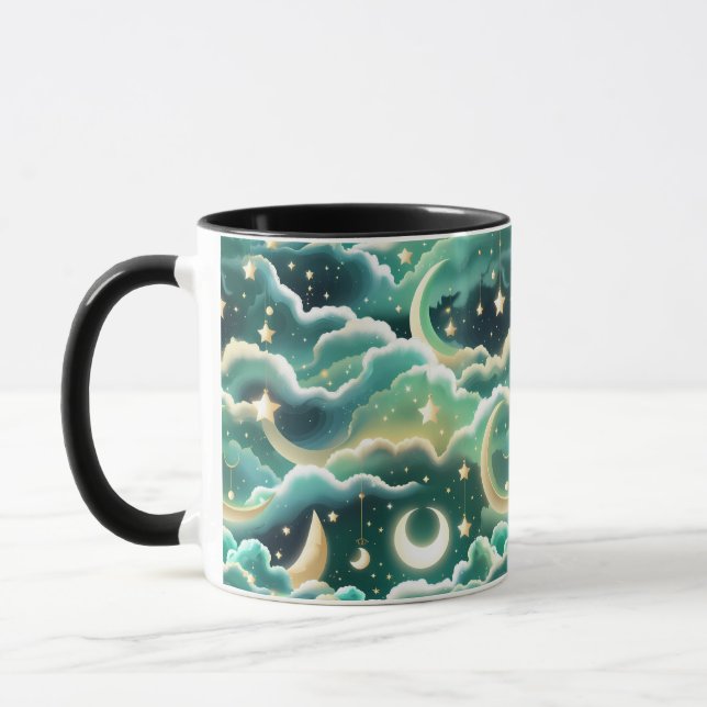 Mug - Mint Green Celestial Moon (Left)