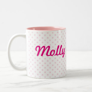 ♥ MUG ♥  MOLLY name white pink polka dot girly