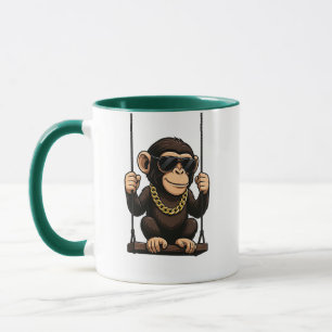 Mug monkey with brave glasses.