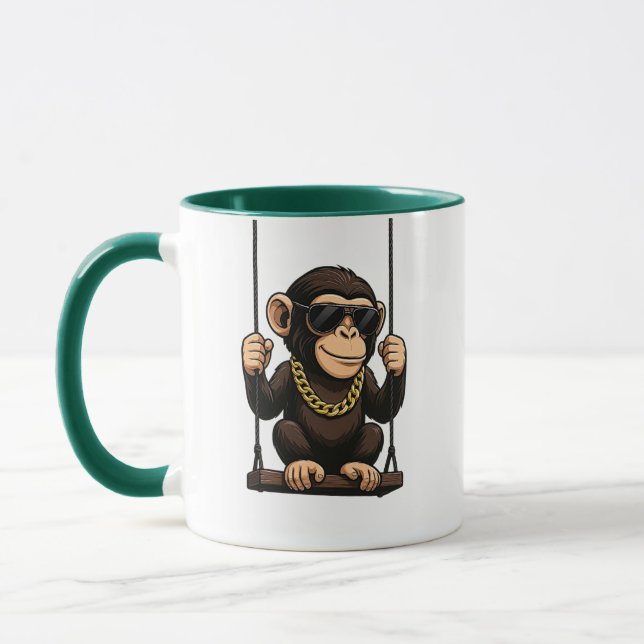 Mug monkey with brave glasses. (Left)
