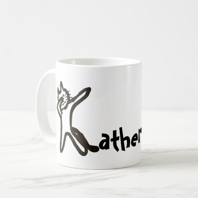 Mug - Name with Initial Cat Letter K (Front Left)