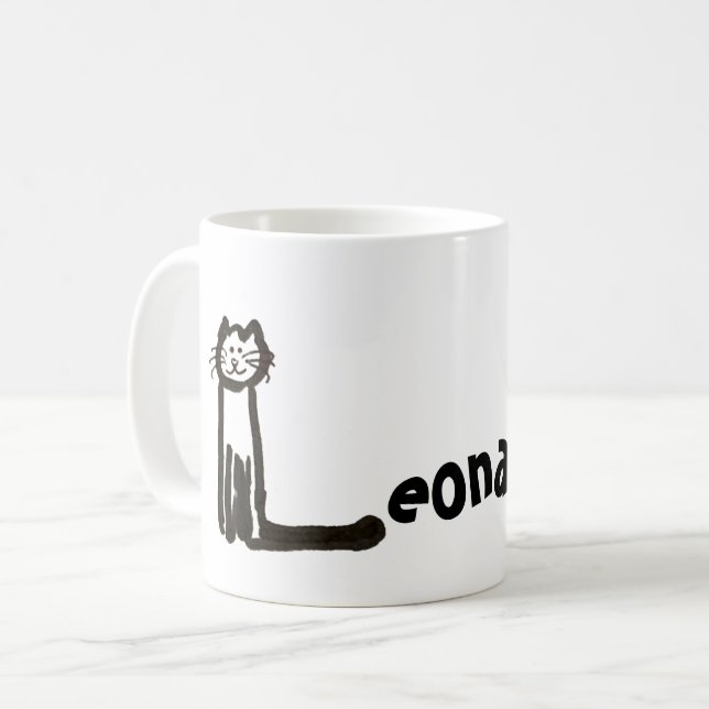 Mug - Name with Initial Cat Letter L (Front Left)