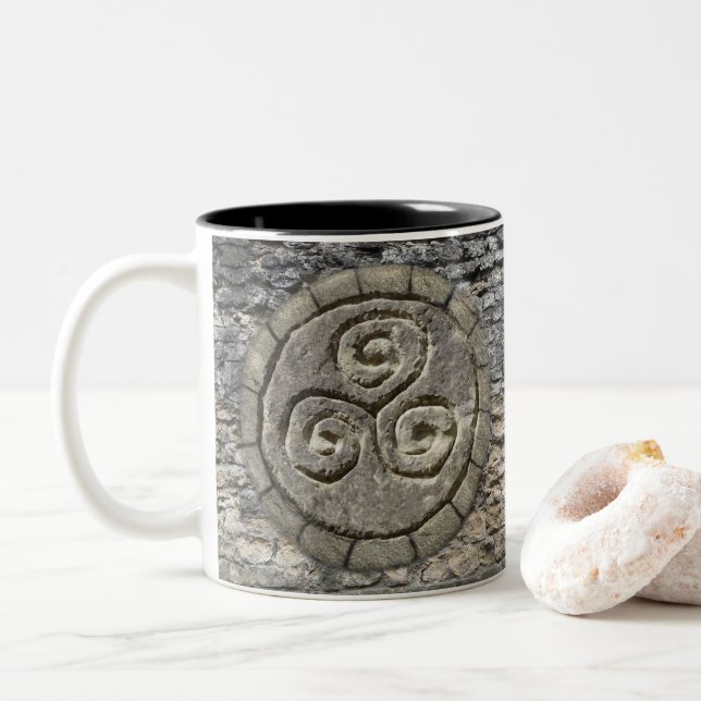 Mug, Old World Religion Design Two-Tone Coffee Mug (With Donut)