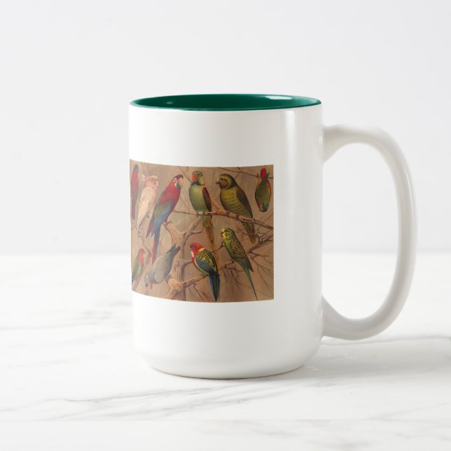 Mug, Parrots Galore Two-Tone Coffee Mug (Right)